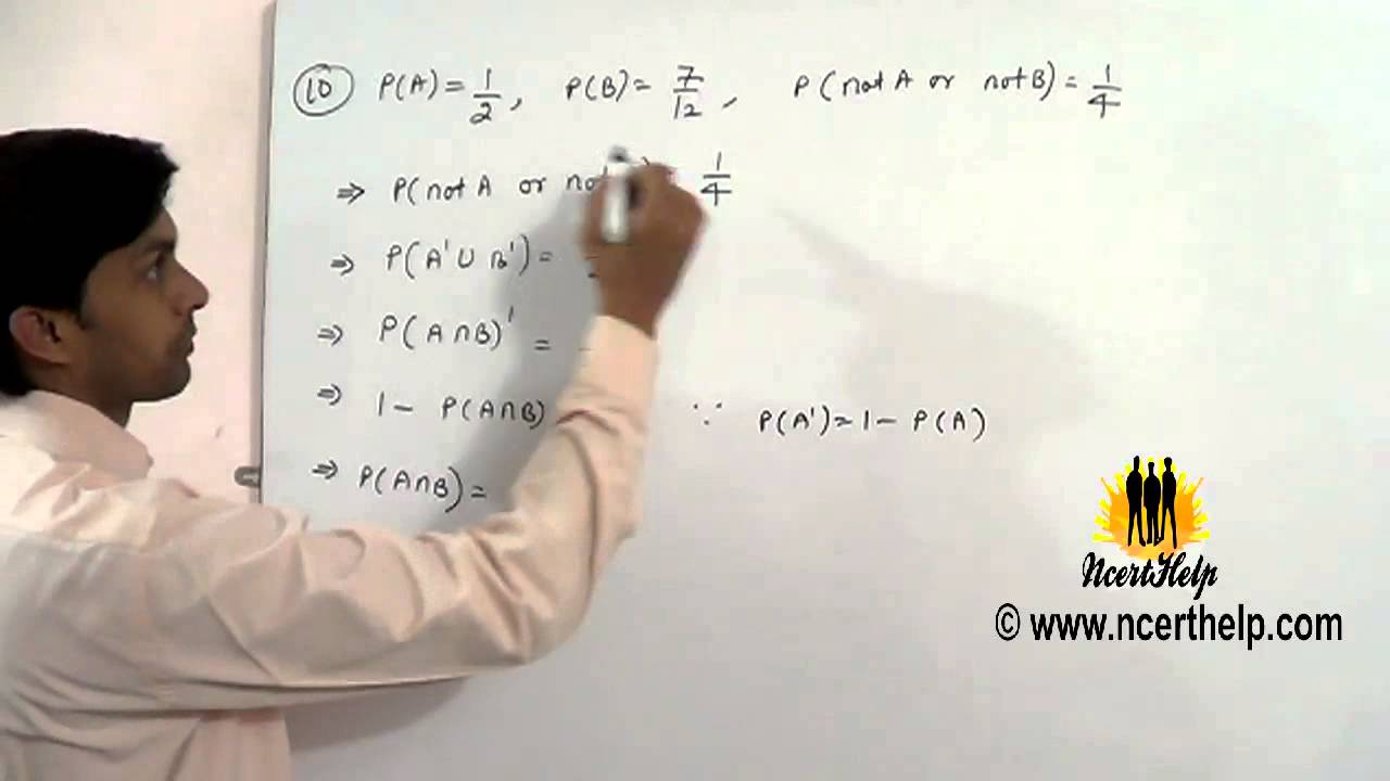 10  Events A and B are such that P A = 12, PB = 712 and Pnot A or not B =14  State whether A and B a