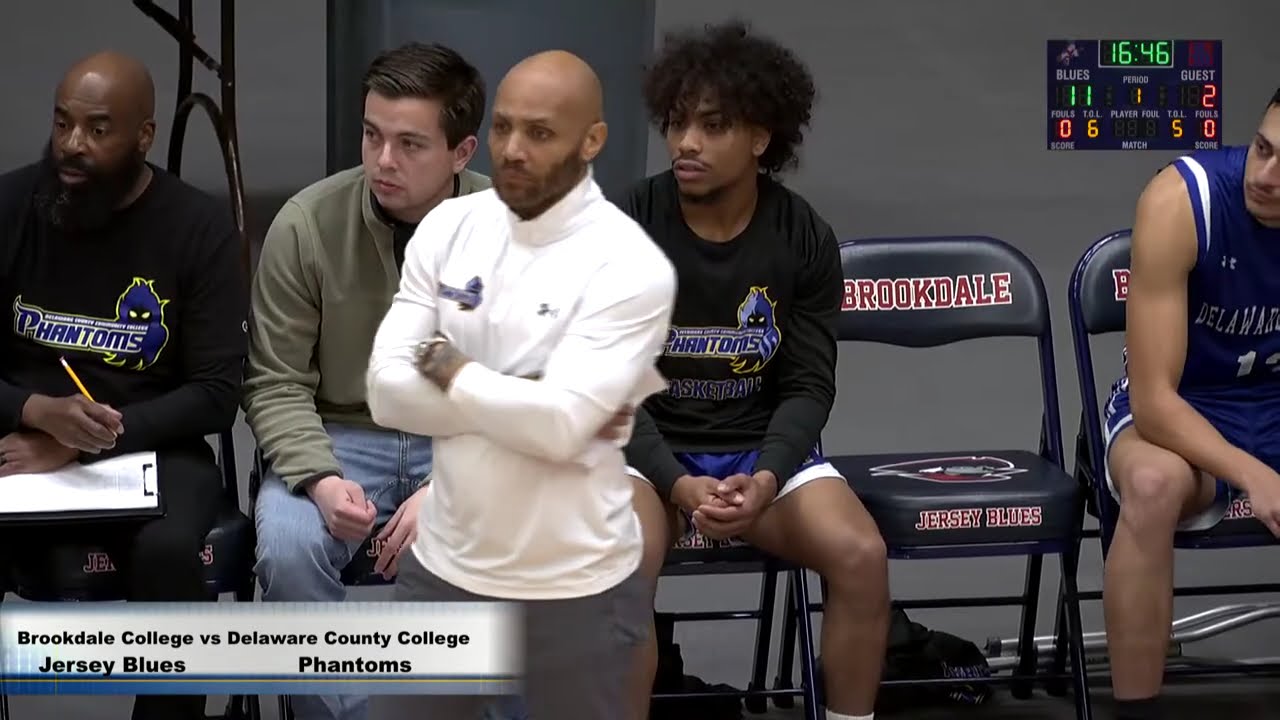 Brookdale  Men's Basketball Jersey Blues vs Phantoms Delaware County Community  College