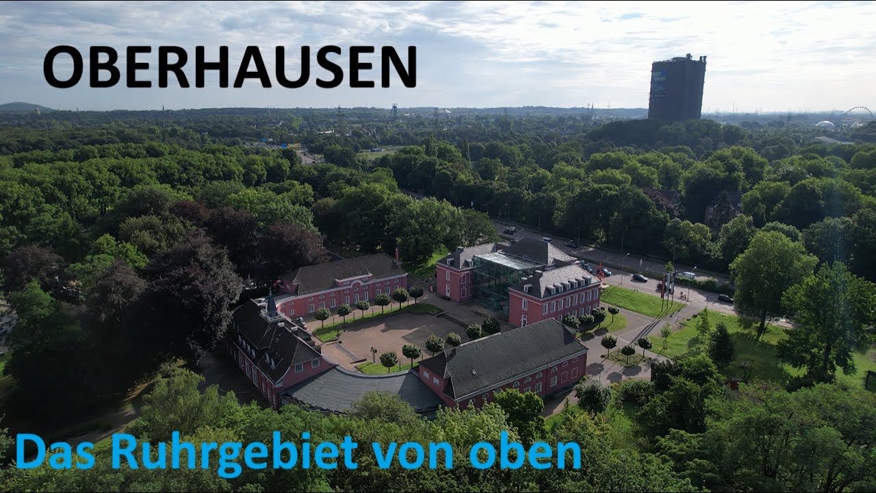 Das Ruhrgebiet von oben: Oberhausen; Luftblick vom Kaisergarten z.B. auf das RWO Stadion und Schloss