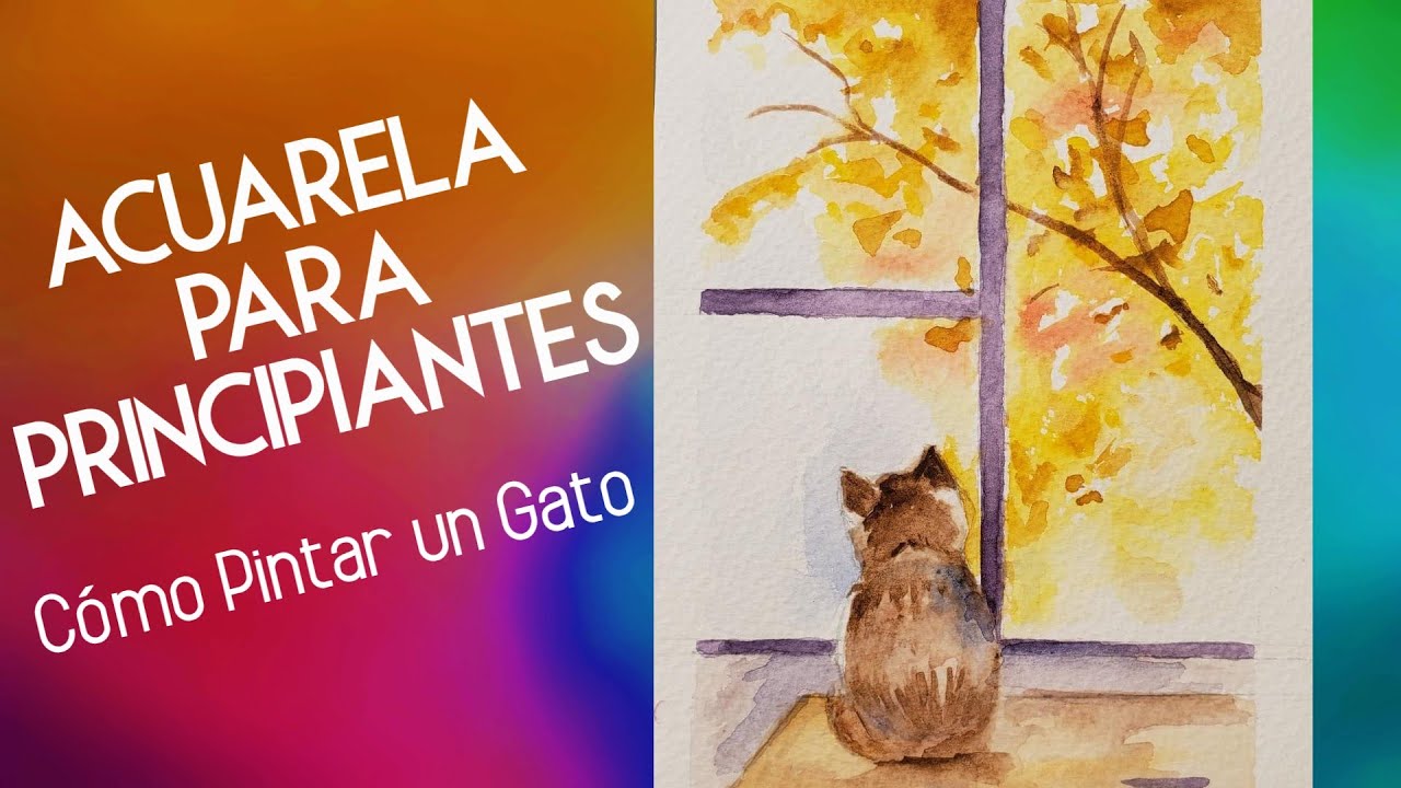 Cómo Pintar Acuarela.Cómo Pintar un Gato en Acuarela. Acuarela para principiantes