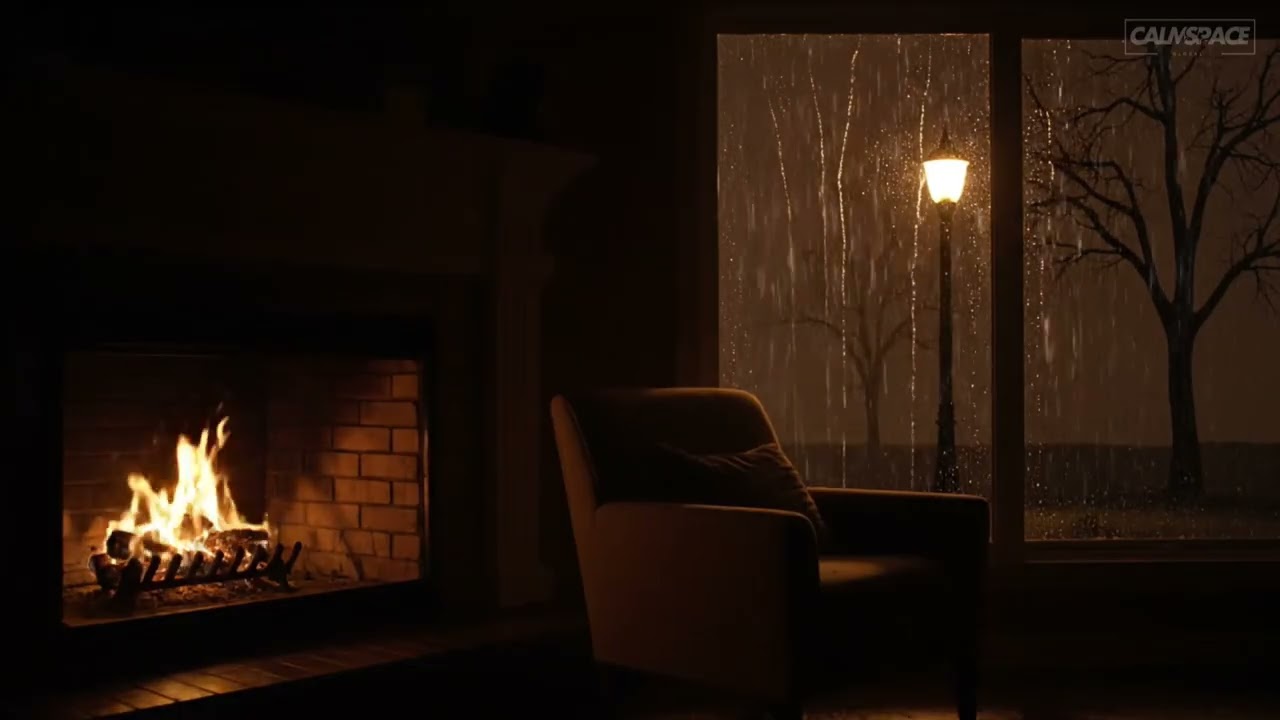 Rainy Night in a Cozy Cabin 🔥 Fireplace & Rain Sounds for Relaxation and