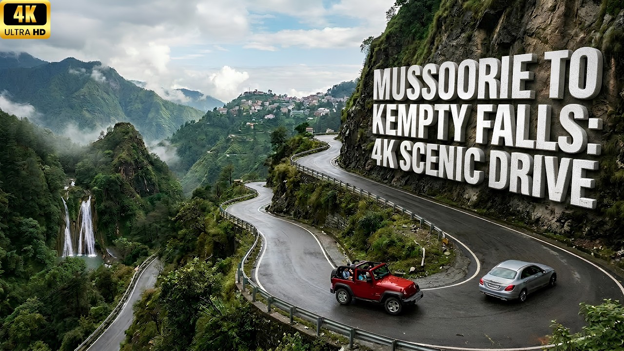 Mall Road MUSSOORIE To KEMPTY FALL Road Full Tour Scenic Drive with Relaxing Music | 4K Driving Tour