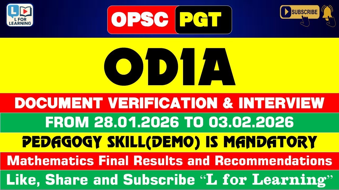OPSC PGT Odia Document Verification and Interview II Mathematics Final Results & Recommendations II