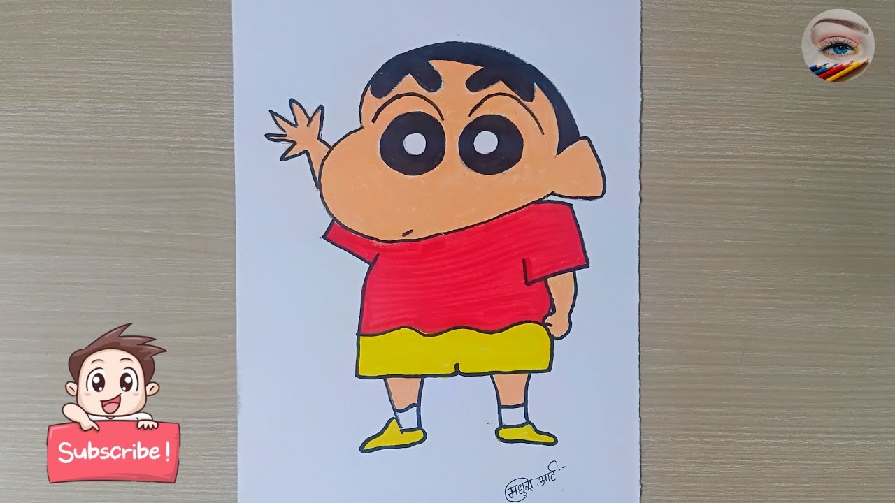How To Draw ShinChan  Step By Step | Drawing And Colouring |@MadhuraTaldevkar 