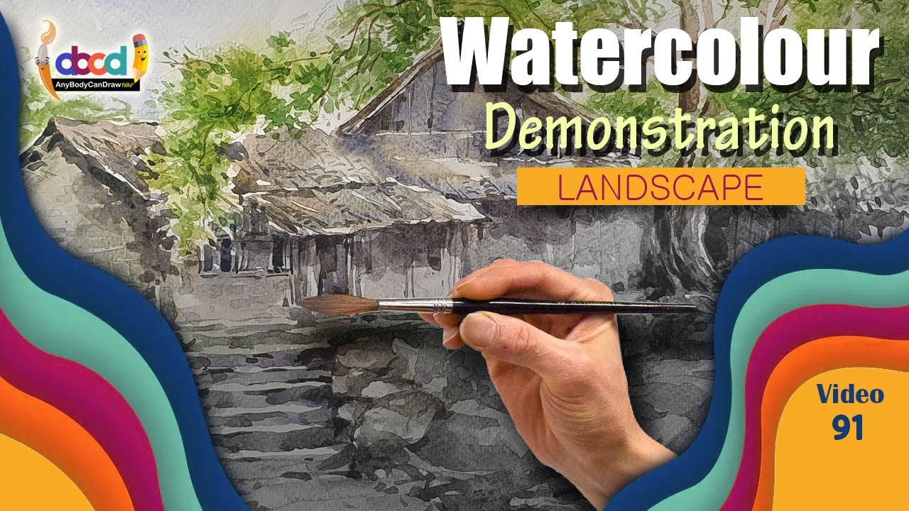 Watercolor Demonstration I Landscape Painting Tutorial I AnyBodyCanDrawNow