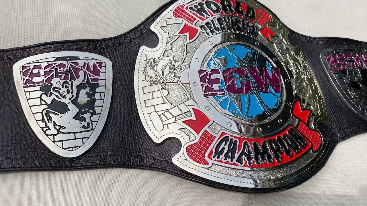 One of the first 3 ever ECW Television Champion belts by Joe Marshall