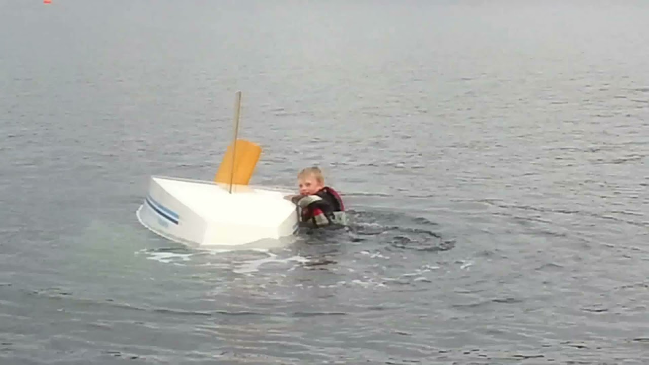 Righting a capsized sailing dinghy