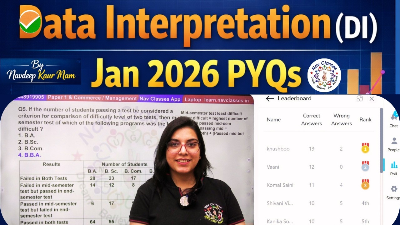 UGC NET Paper 1 | Data Interpretation Jan 2026 PYQs | DI Jan 2026 | DI Dec 2025 PYQs | Navdeep Kaur