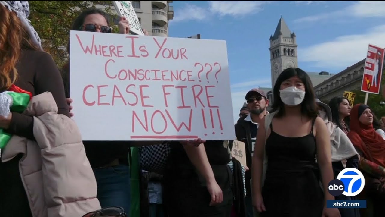 Protest marches call for immediate halt to Israeli bombing of Gaza