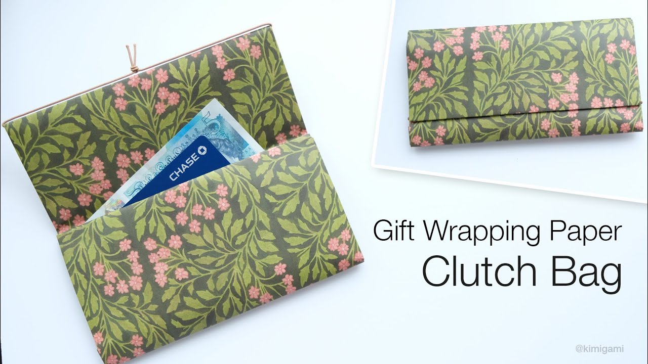 How to fold origami clutch bag with gift wrapping paper