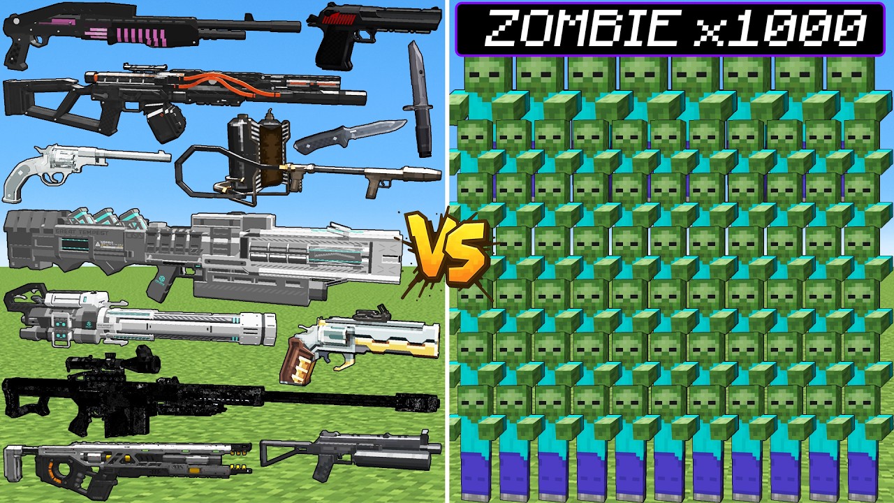What TaCZ New Strong Gun Can Defeat The Most All Zombie Family Army in Minecraft?