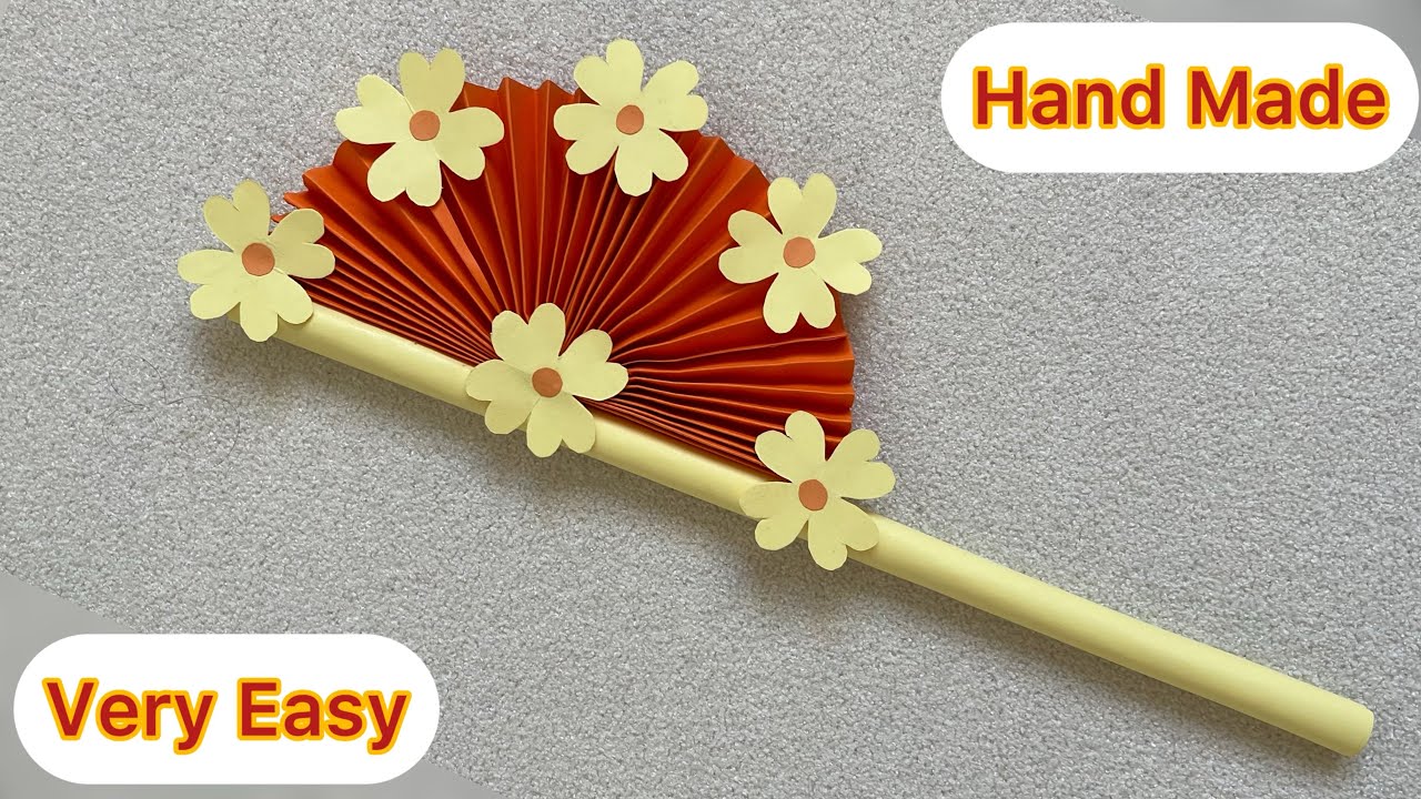 DIY Paper Craft : Make a hand fan - صنع مروحة يدوية