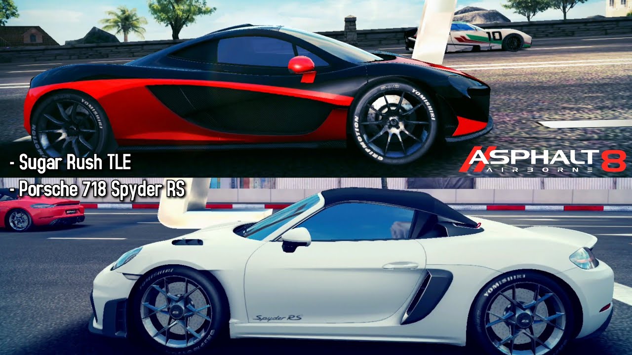 Asphalt 8 Airborne / Sugar Rush TLE и Porsche 718 Spyder RS