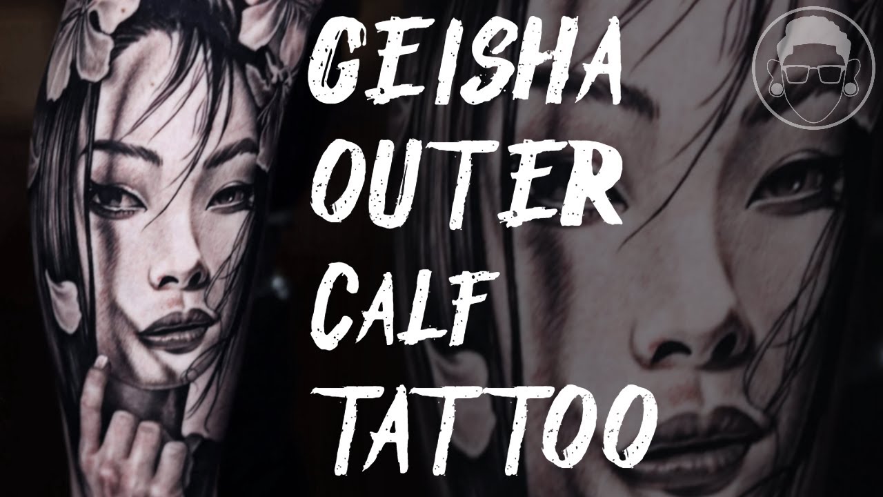 Geisha Outer Calf Tattoo - Empire Inks: Grey Wash Set 🖤