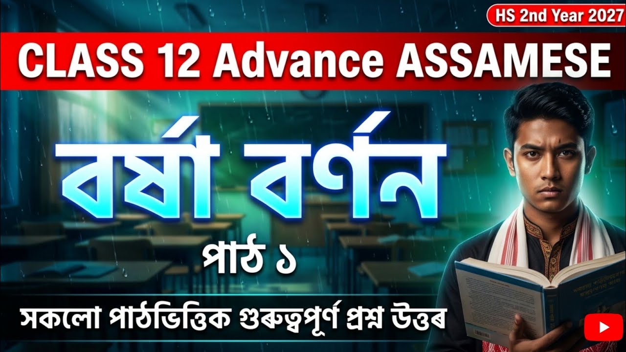 বৰ্ষা বৰ্ণন - class 12 Advance assamese chapter 1 question answer 2026 | Class 12 Advance assamese 
