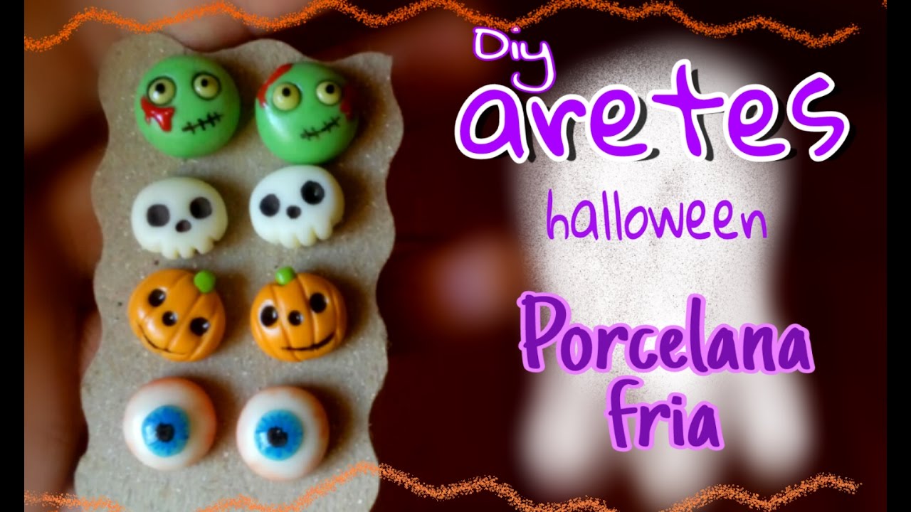Aretes para halloween 🎃PORCELANA FRIA tutorial fácil