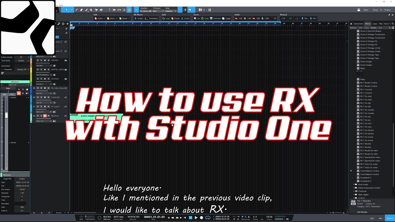 How to use RX with Studio One (스튜디오원에서 RX 사용하기)