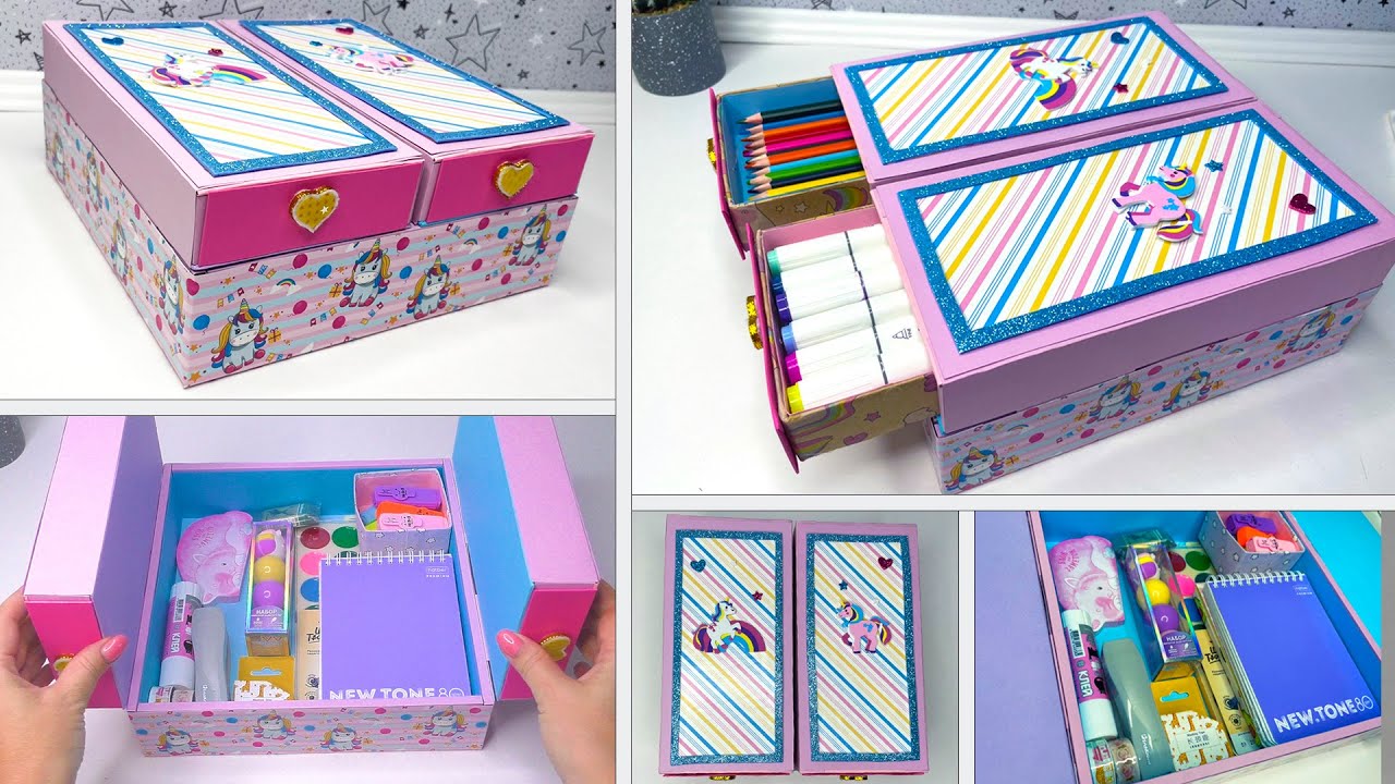 How to make a sliding office storage organizer // Amazing cardboard crafts