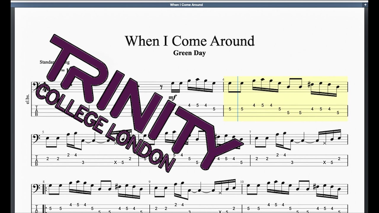 When I Come Around (2012 Syllabus) Trinity Grade 5 Bass