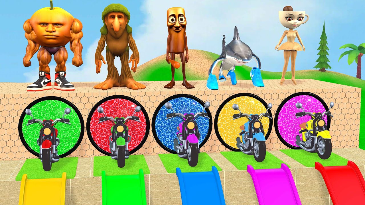 Long Slide Game With Cow Elephant Gorilla Hippopotamus Tiger 3d Animal Game Funny 3d Animals