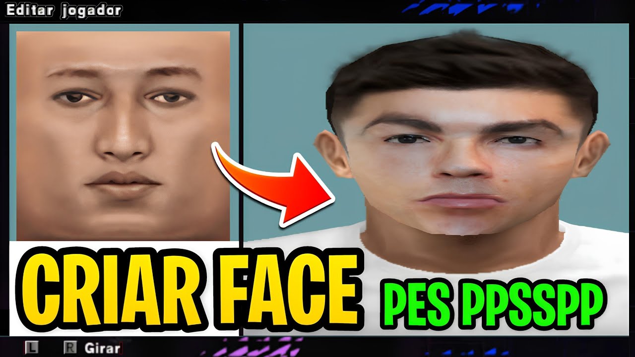 COMO COLOCAR SUA PRÓPRIA FACE PES PPSSPP TUTORIAL COMPLETO