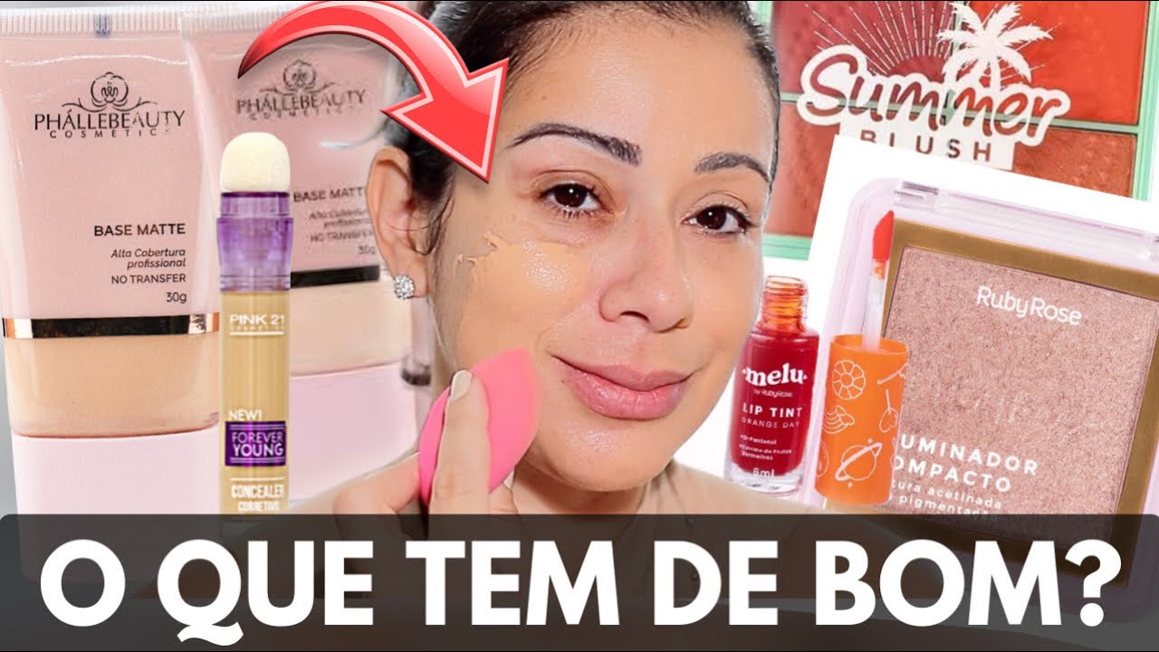 TESTEI MAKES BARATINHAS | BASE PHALLEBEAUTY , RUBY ROSE, JASMYNE e Mais