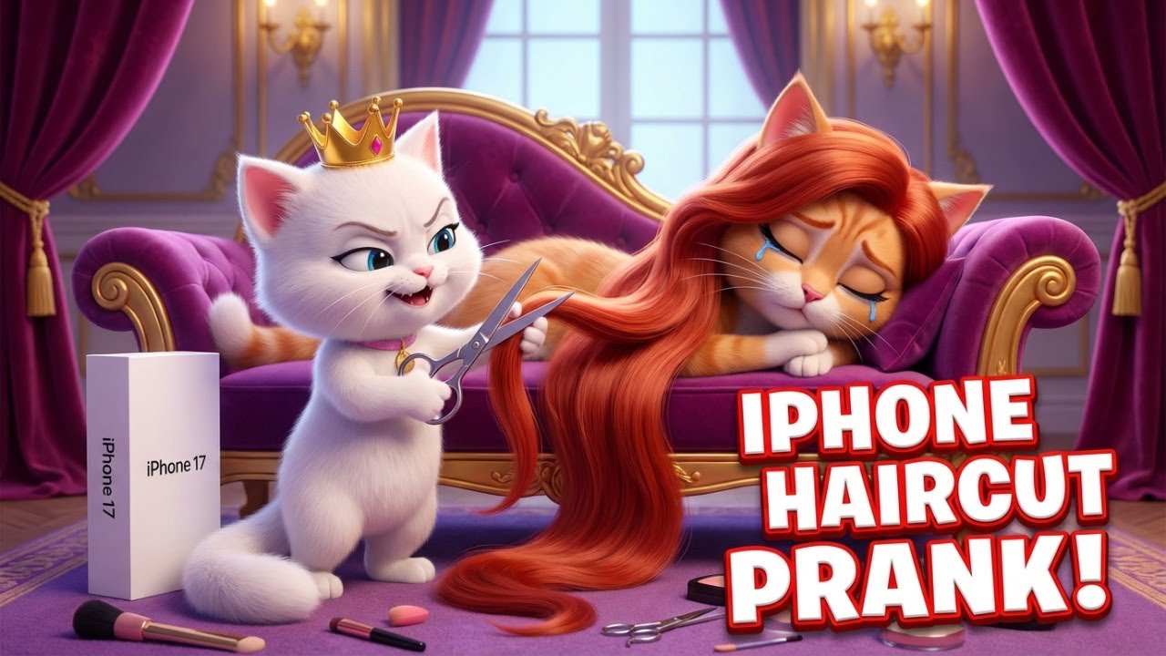 💇🏻‍♀️Mischievous Little Cat Cut Mom’s Hair For iPhone 17😭✂️✂️Cute Kitten Doing Makeup First Time 🐱💄