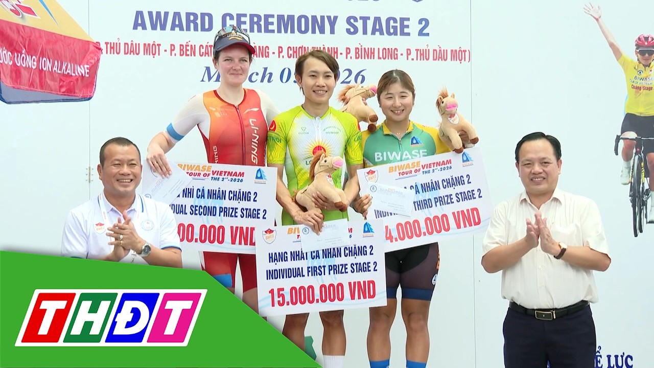 Cô gái vàng Nguyễn Thị Thật chiến thắng chặng 2 Giải đua xe đạp nữ Biwase Tour of Vietnam | THDT
