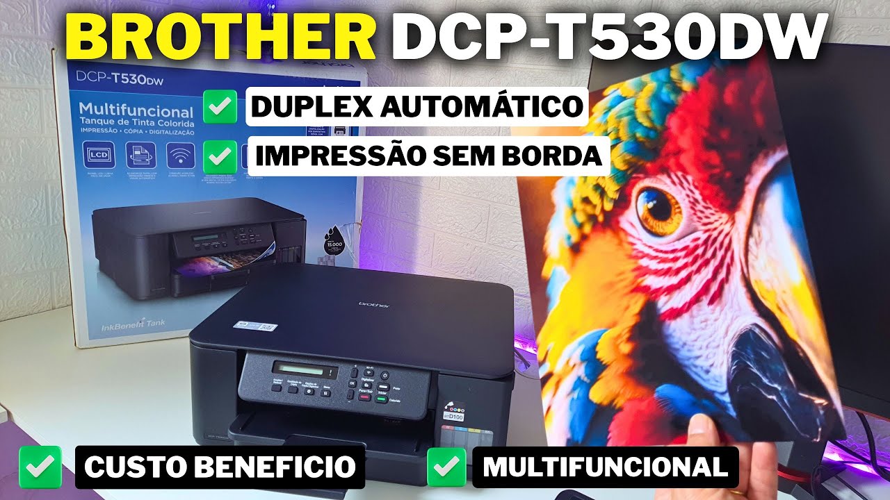 Testei a NOVA Brother DCP T530DW 😍  Multifuncional com Duplex Automático e Impressão SEM BORDA!