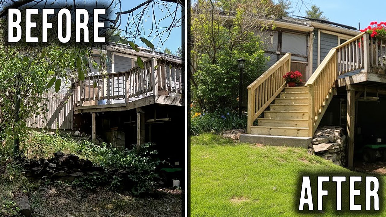 Building a Dry Stack Retaining Wall | New Deck Stairs | Backyard Transformation