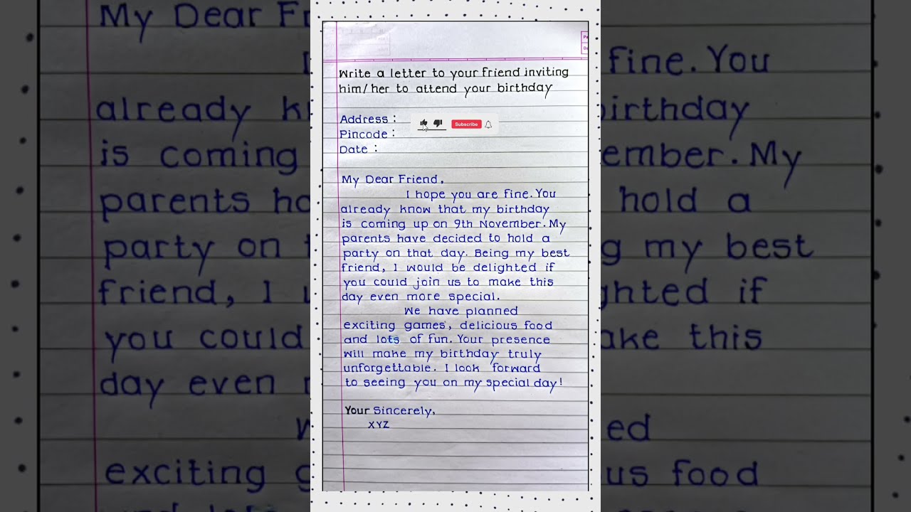 🎂🎂Birthday party invitation Letter| Write a letter to Your friend to your birthday party invitation|