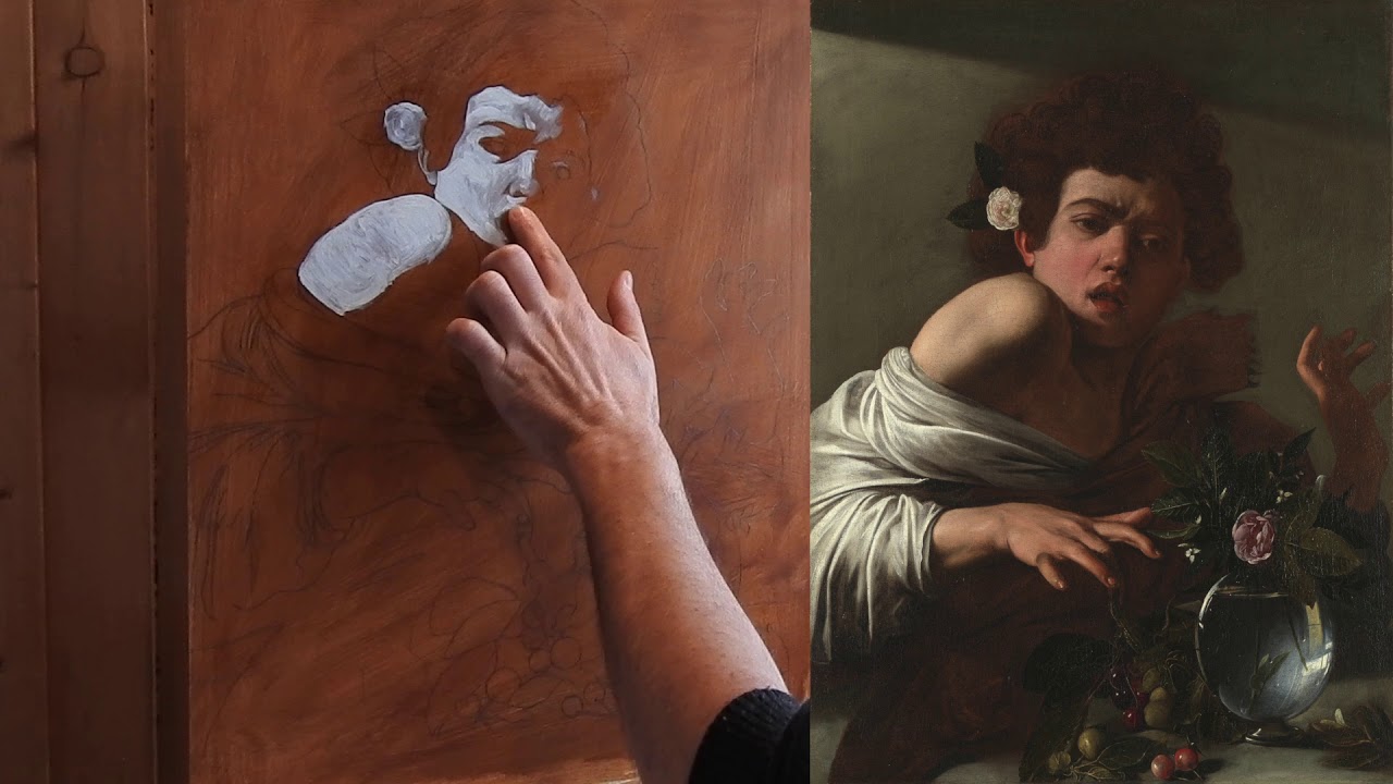 Caravaggio painting technique 1of6, oil painting demonstration