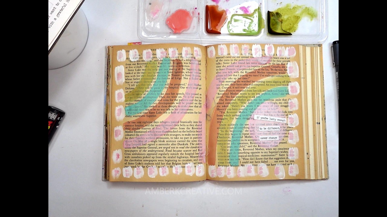 Watercolor on Bare Book Pages