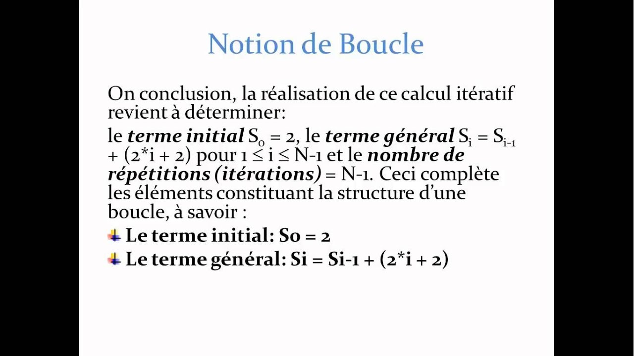 Autoformation Notion de Boucle (Algorithmique)