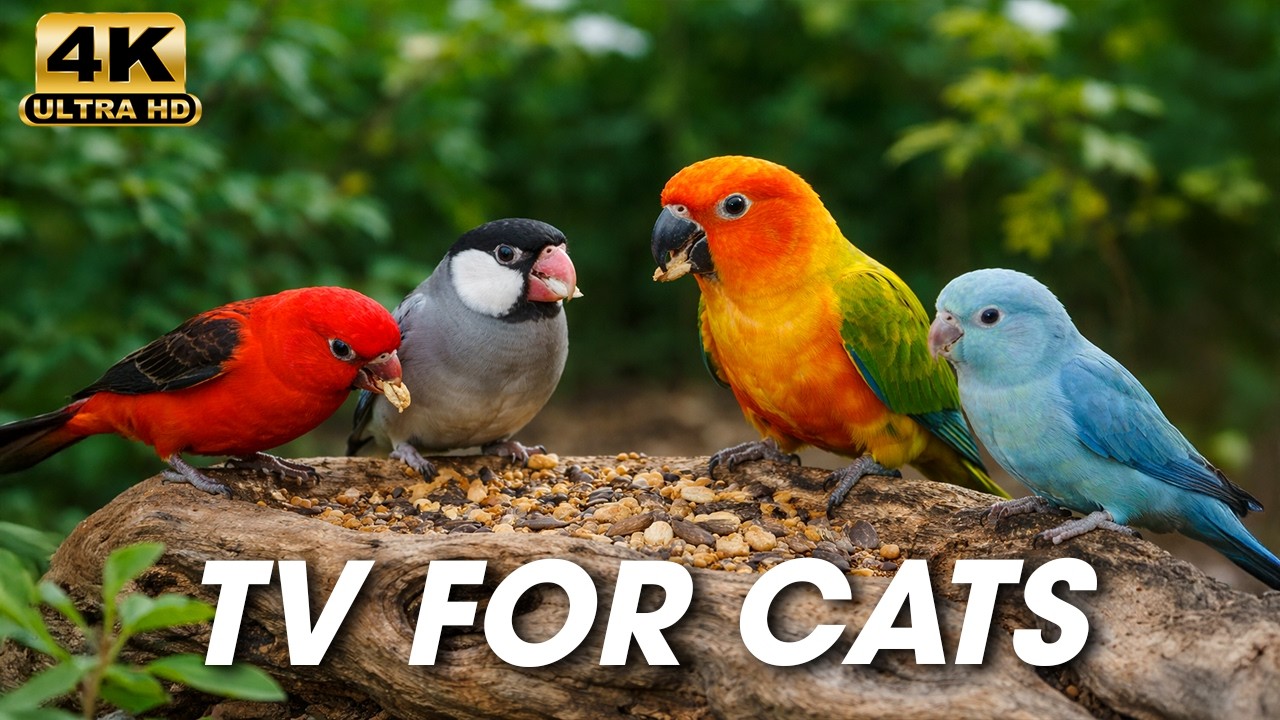 24h TV for Cats 🐦 Bright Tropical Birds 4K Ultra HD #Cattv24hours #Birdwatching4k