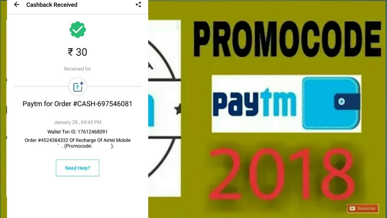 Paytm New Promocode 2018, Paytm latest offers , All time paytm recharge cashback offer