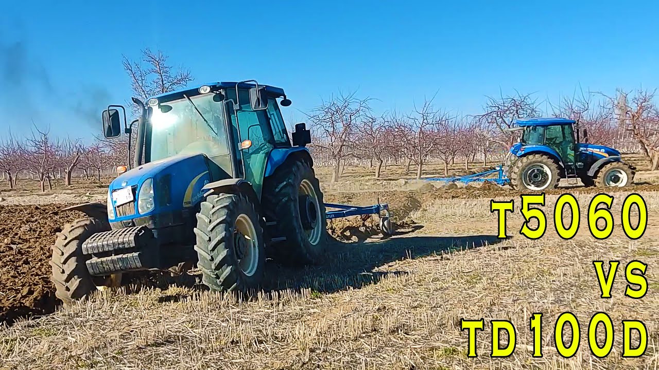 New Holland T5060 против TD100D для вспашки по полю