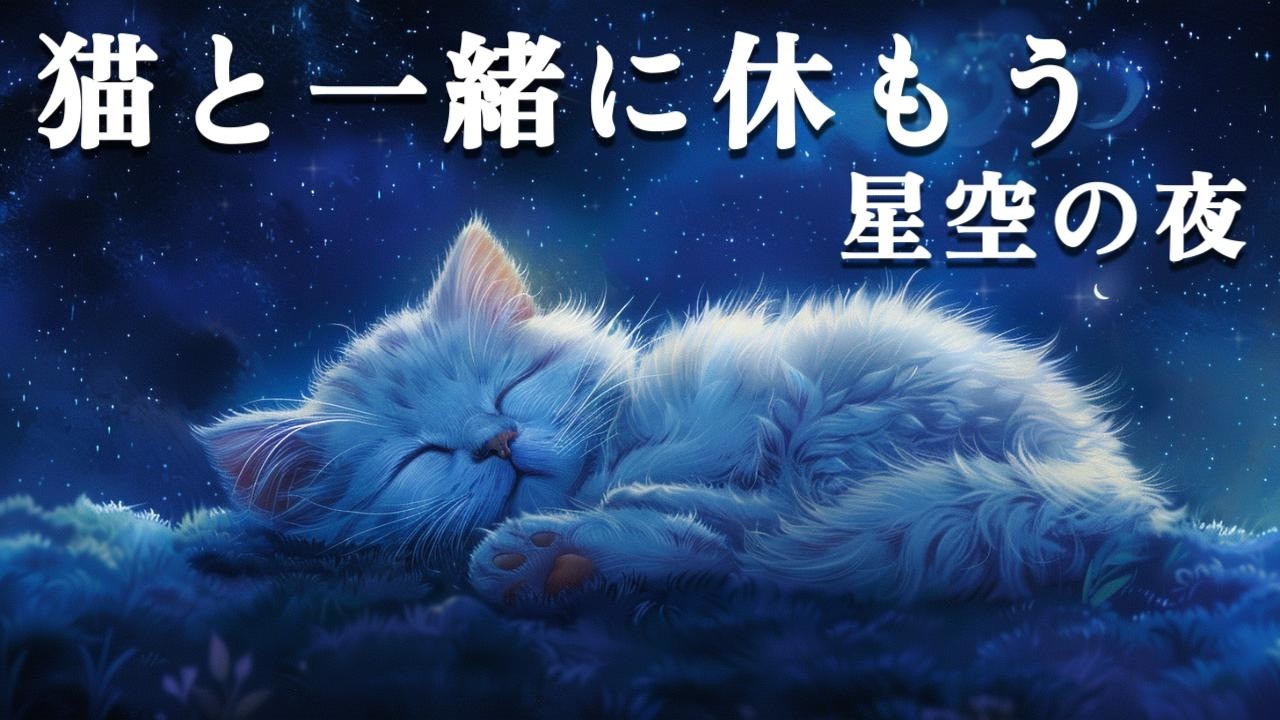 猫とゆっくり休もう｜星空の夜とやさしいハープ（2時間BGM）