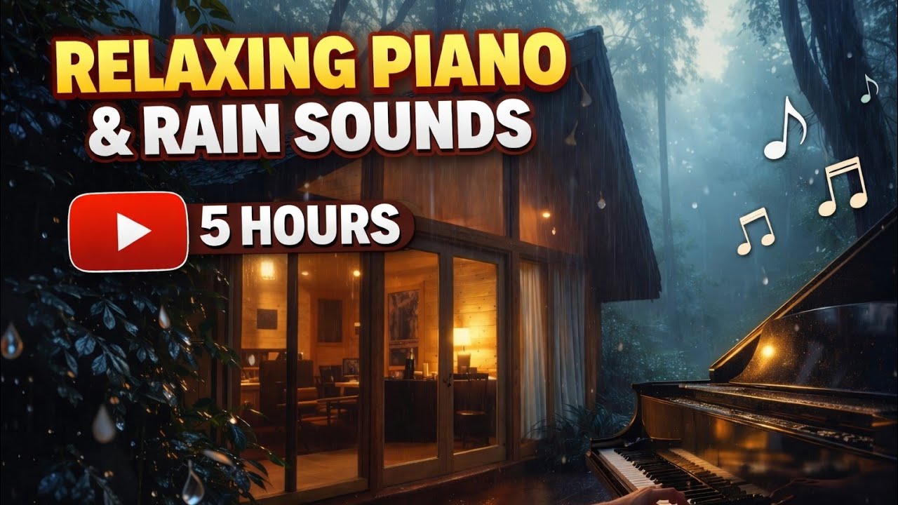 5 Hours Forest Bungalow Rain & Piano ASMR 🌧️🎹 Deep Relaxation, Sleep & Study