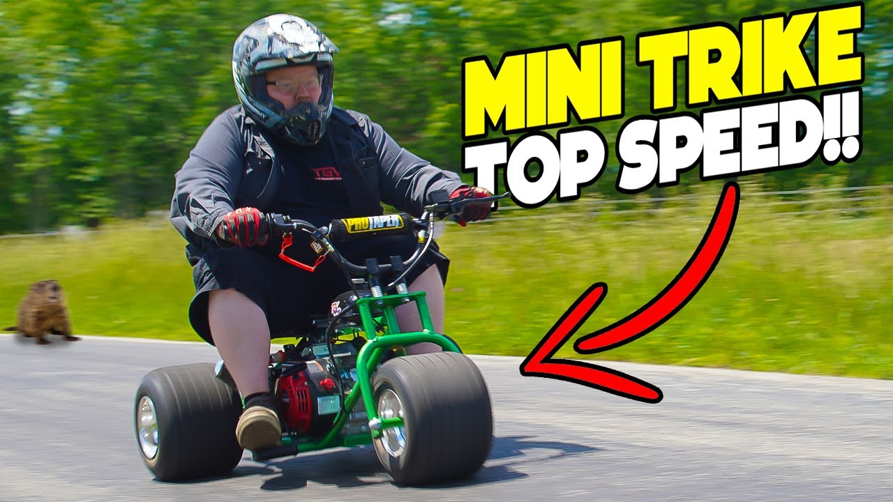 Тест максимальной скорости мини-трайка Predator Ghost 212cc!!