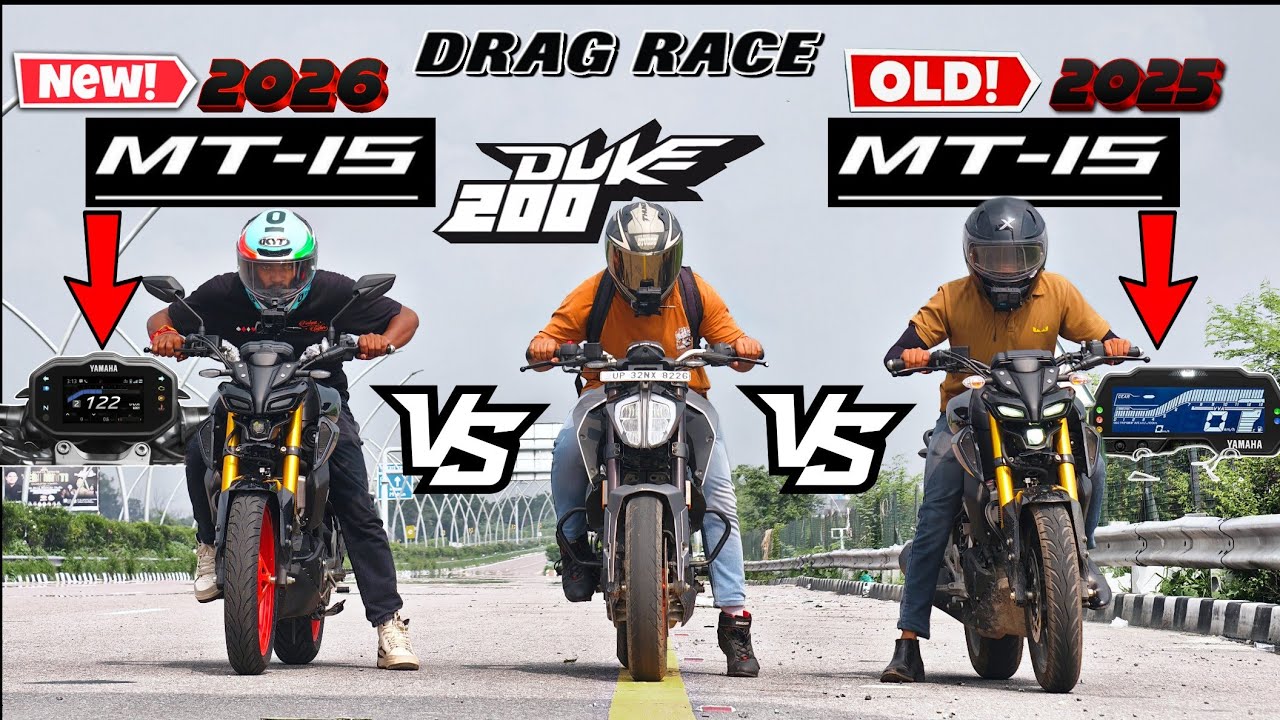 2026 Yamaha MT-15 VS Duke 200 VS 2025 MT-15.|| Drag Race.🔥|| Triple Battle showdown—·