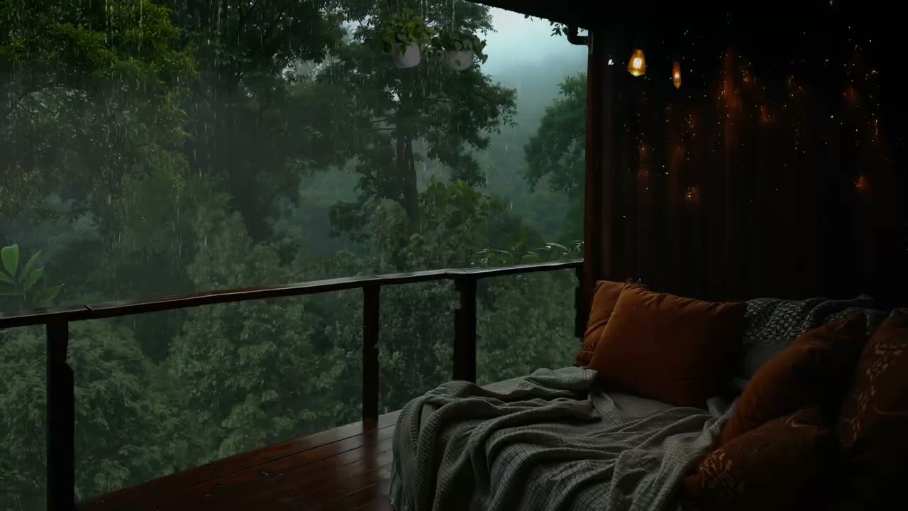 Gentle Forest Rain on a Quiet Balcony | Sleep & Relaxation Sounds