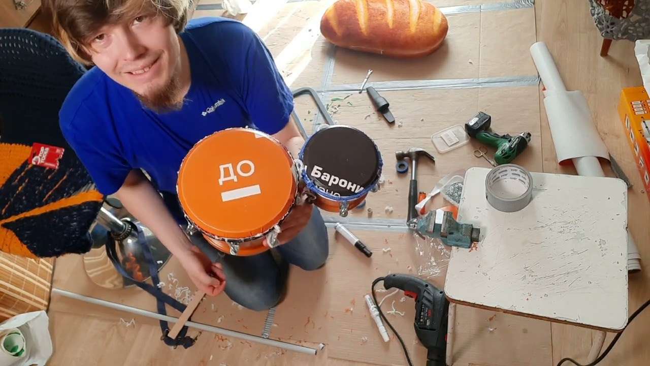 DIY BONGOS made of a sewer pipe adapters (featuring Vasily Kudarenko)