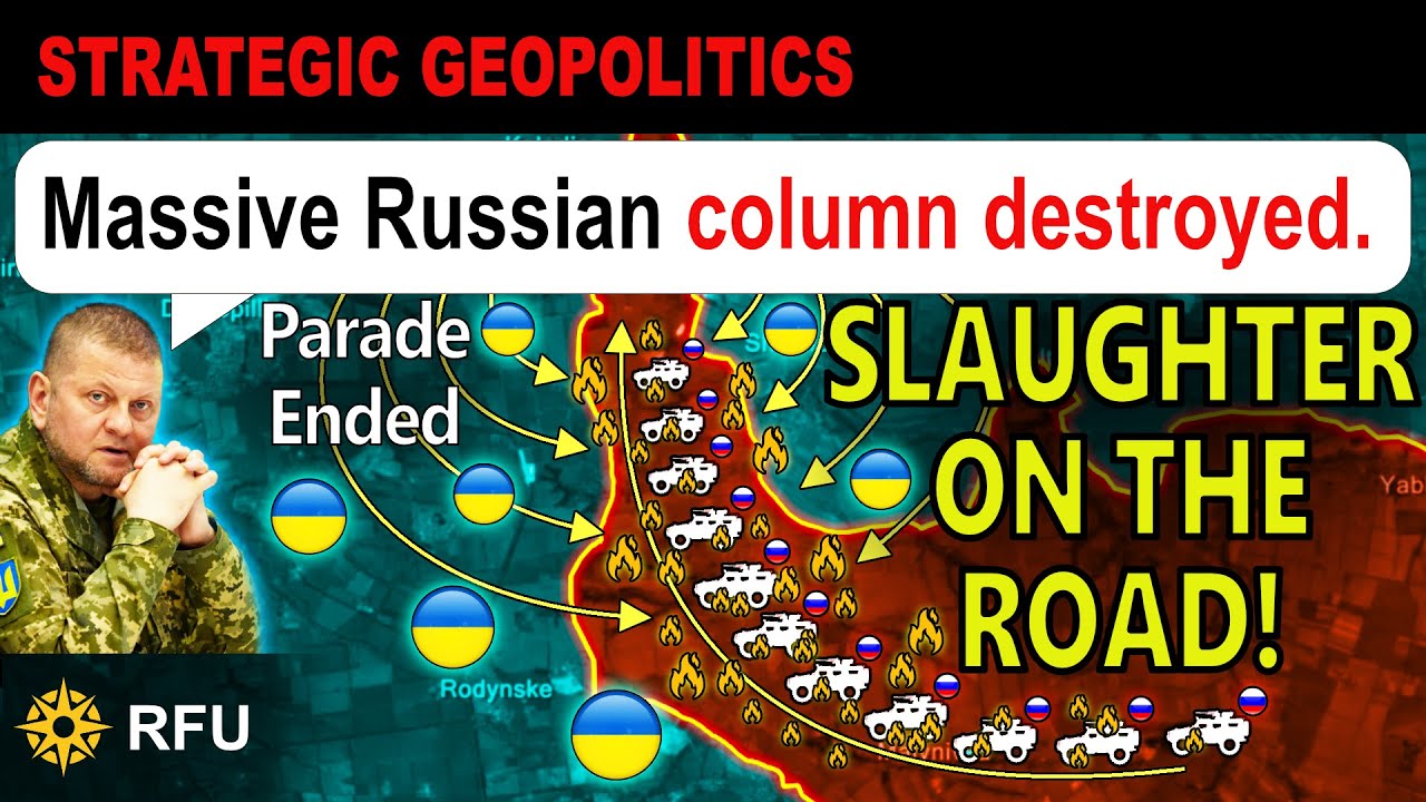 Huge Russian convoy ambushed and burned on the road to Pokrovsk