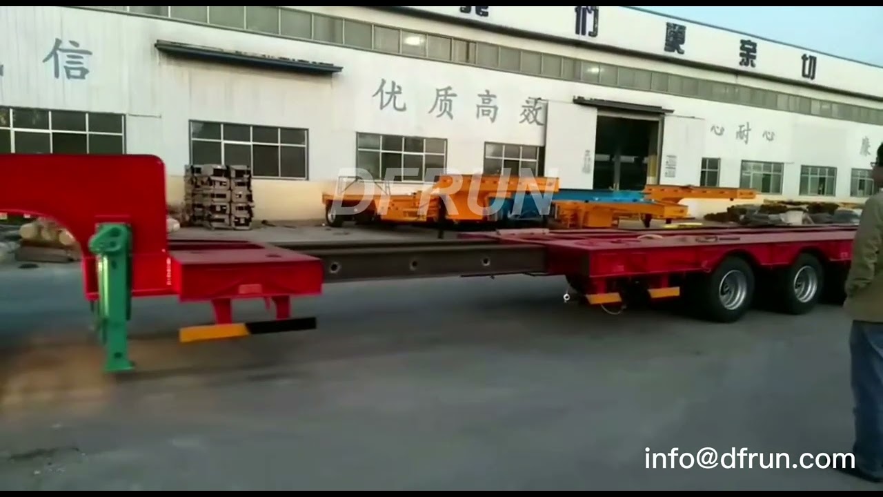 DFRUN 3 axles 60tons lowbed trailer with extendable
