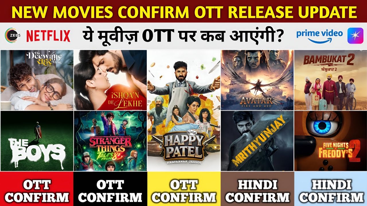 New Movies on OTT Release Update | Avatar Fire and Ash Hindi OTT | Happy Patel OTT | Netflix, Zee5