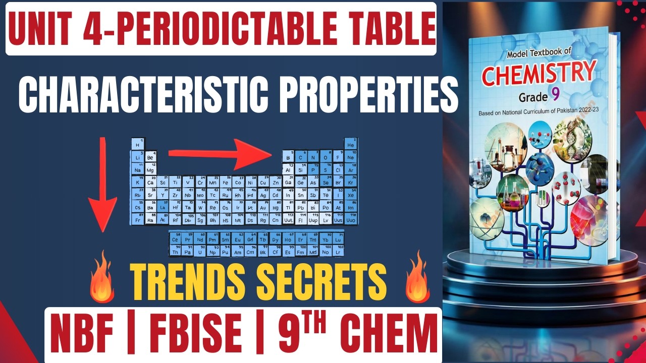 Chemistry Class 9 Unit 4 L-3 | Metallic Character & Reactivity | Alkali Metals Properties |FBISE NBF