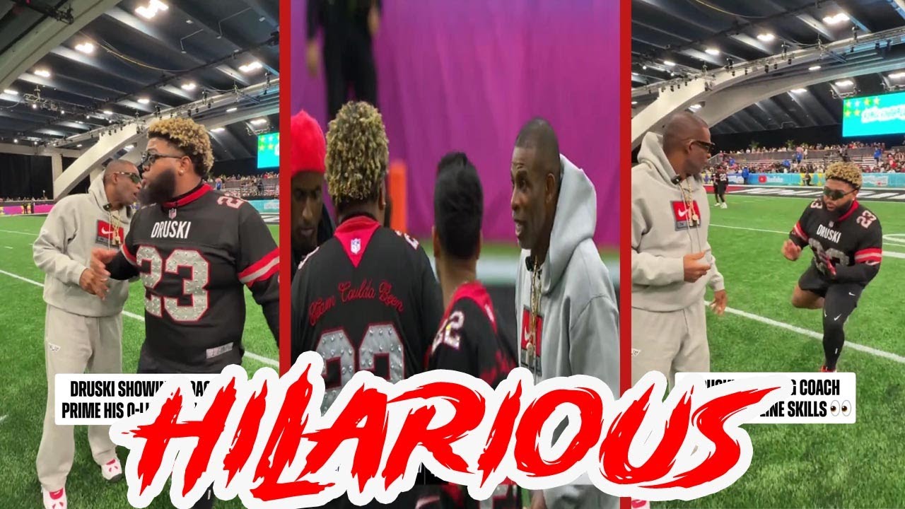 Deion Sanders Hilariously ROASTS Druski at Super Bowl Flag Game😂Coach Prime Show No Mercy on Druski😂