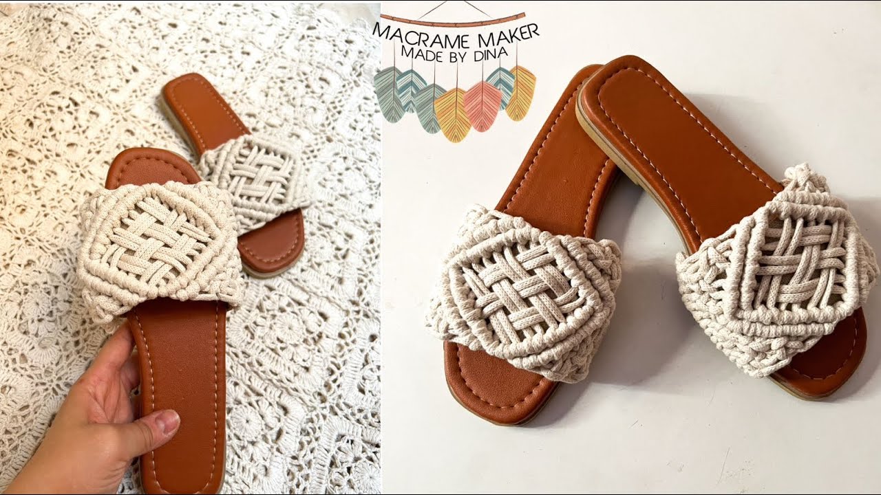 مكرميه سيلبر ترندي جدا باسهل طريقة macrame slipper