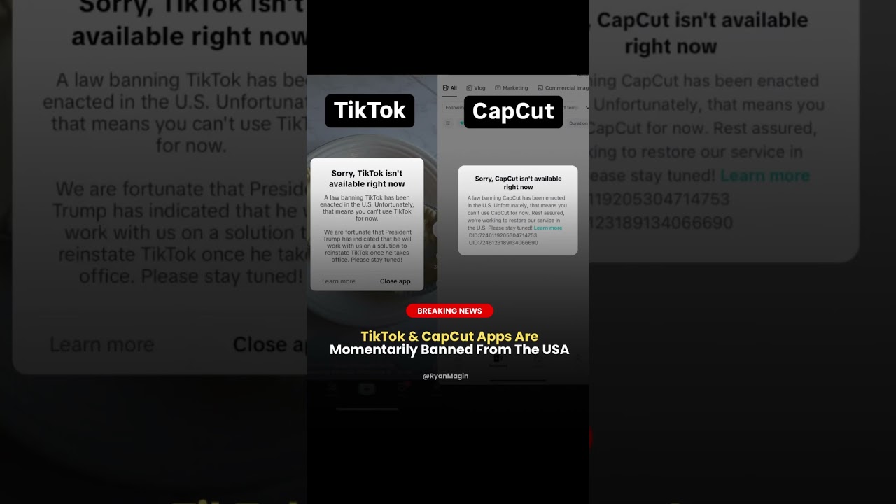 BREAKING NEWS: TikTok & CapCut Apps Are Momentarily Banned From The USA